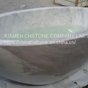 Volakas White Marbe Bathroom Round Tubs Natural Stone Free-standing Bathtubs thumbnail-1