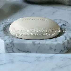 Carrara White Marble Soap Dish Natural Stone Soap Holders thumbnail-1