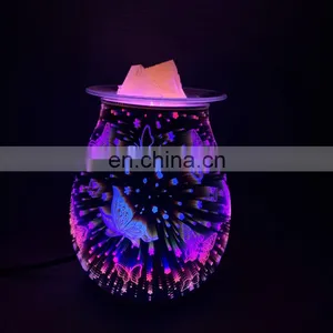 New 3D Glass Colorful Gradient Fireworks Aromatherapy Lamp Colorful Color Changing Plug-in Butterfly Table Lamp thumbnail-6