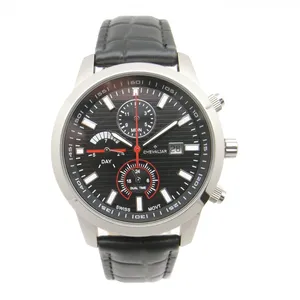 Titanium Case Fashion Man Chronograph Watches Genuine Leather Multi-Function Quartz Watch thumbnail-1