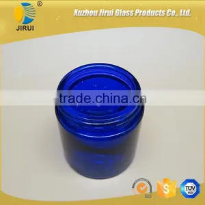 High Quality 3oz Blue Cylinder Glass Cream Jar thumbnail-4