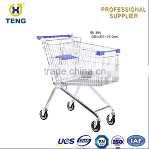 EU Style Zinc Plated Hand Unfolding Supermarket Trolley thumbnail-6