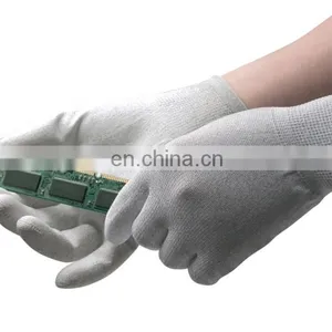 Copper Mixed Carbon Nylon Lining ESD Safe Glove Anti Static PU Finger Top Coated Work Gloves thumbnail-2