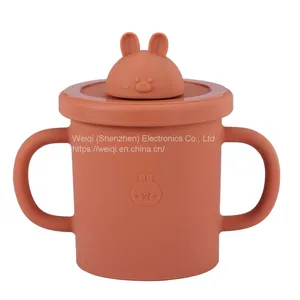 Weiqi Silicone Sippy Cups Animal Shape Kids Toddler Training Drinking Straw Cup With Lid thumbnail-5