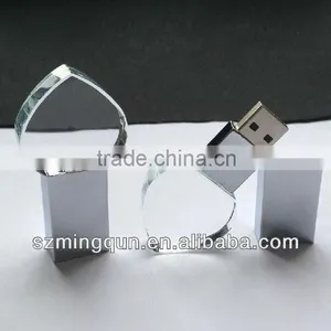 New Product Heart Shape Crystal USB Stick With LED Light Inside Gadget thumbnail-1