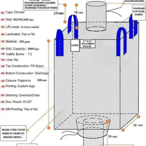 Cylinder Fabric Big Bag Sugar Bag 1000kg With PE Liner thumbnail-5