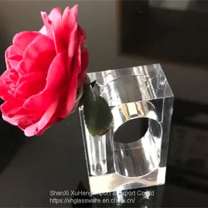 New Design Clear Acrylic Napkin Rings With Standing Bud Vase Flower Napkin Rings Holder For Wedding Table thumbnail-3