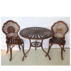Garden Outdoor Round Table Cast Iron Aluminium Dining Coffee Tables Waterproof Sturdy Durable Balcony Patio Furniture Bistro Sets thumbnail-2
