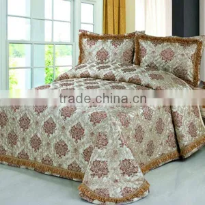 3 Pcs Gorgeous Jaquard Quilt Bedding Set In Brown Color thumbnail-1