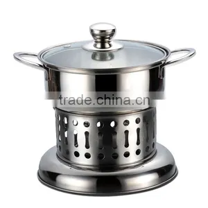 16cm Stainless Steel Alcohol Stove With Pot Alcohol Furnace Camping Stove thumbnail-2