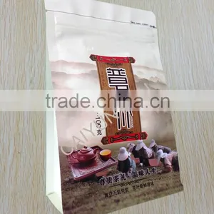 Resealable Stand up Flat Bottom Pouch Zipper Coffee Tea Packaging Bags for Tea Bag Packing Machine thumbnail-1