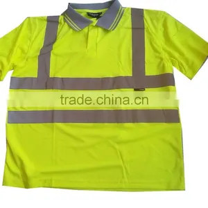 Short Sleeve Yellow hi Visibility Reflective Polo T-shirt thumbnail-1