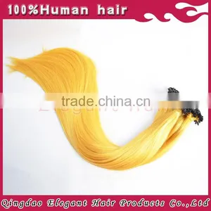 Double Drawn White Blonde Remy Indian Human Hair Extension Nail Keratin Hair thumbnail-4