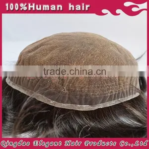 Qingdao Hairpiece Factory Unprocessed Brazilian Virgin Hair Bleach Knots Grade 5aaaaa re my Hair Toupee thumbnail-4