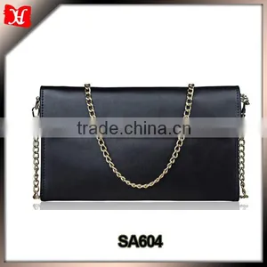 Ladies Leather Clutches Party Evening Bag With Removable Golden Chain Shoulder Strap thumbnail-1