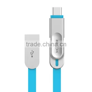 ROCK Cobblestone Type c 2in1 Cable 1m Typec and Micro USB Mutifunction Metal TPE Fast Sync Cable thumbnail-4