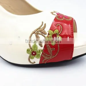 New High Class Mix Color Middle Heel Slingback Sandals With Embroider thumbnail-6
