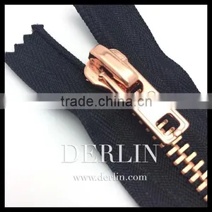 Rose Gold Shiny High Quality Polished Closed-end Metal Zip thumbnail-1