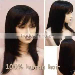 Express Wholesale #1b SIlky Straight, Natural Hairline, Chinese Hair Full Lace Wig With Fringe thumbnail-1