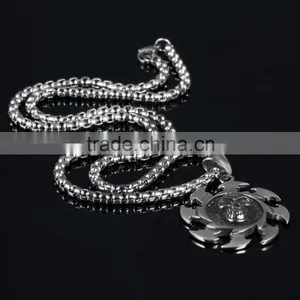 Wholesale Fashion 316l Stainless Steel Skull Necklace With Sun for Men Gift thumbnail-2