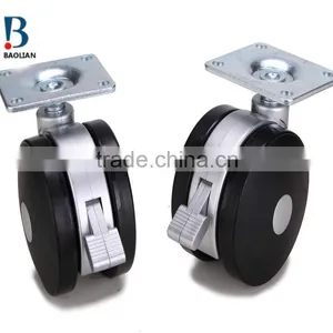 2016 Newest 3-inch Black Metal Plate Nylon Plastic Rivet Swivel Caster With Brake thumbnail-1