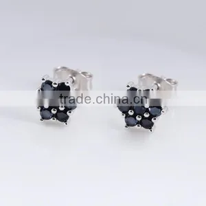 New Design 925 Sterling Silver Micro Pave Black CZ Tiny Stud Earring thumbnail-1