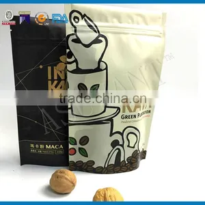 Customized Plastic Stand up Pouch Aluminum Foil Kraft Paper Coffee Packaging Bag With Coffee Vale 250g 500g 1000g 1kg 3kg thumbnail-1