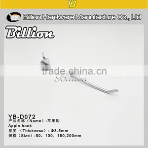 YB-D072 Billion Factory Superfmarket Pegboard Hanger Metal Chrome Hook Single Wire Display Hook thumbnail-3
