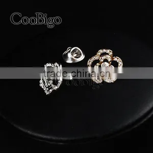 Fashion Jewelry Rhinestone Camellia Cuff-Link Gold Silver Unisex Party Gift Promotion Apparel Accessories thumbnail-4