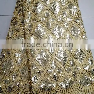 2016 High Quality Latest African Water Soluble Sequin Lace Fabric thumbnail-1