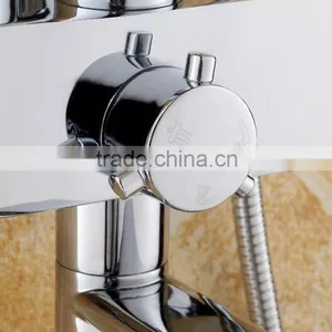 Brass Square Hard Tube Shower Mixer Set/wall Mounted Bath Shower Faucet thumbnail-3