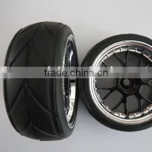 RC Chromed Tires Tyre Wheel Rim 1/10 On-Road Car Pre-glued Car Tires thumbnail-2