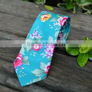 Wholesale Fashion Slim Floral Cotton Tie thumbnail-1