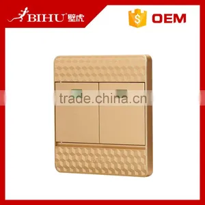 Super Quality BIHU Golden Color PC Material Electrical 2 Gang Switch for Sale thumbnail-1
