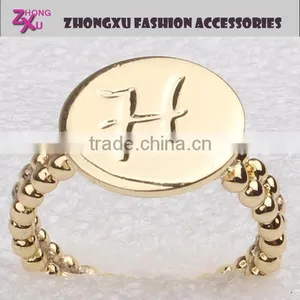 New Fashion and Popular Womens Customized Letter Gold Plated Beads Ring thumbnail-1
