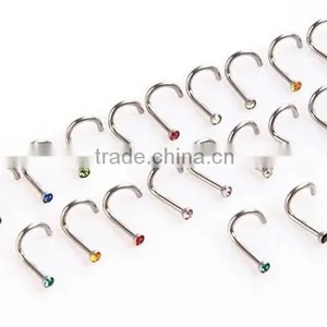 Nose Retainer Rings Studs Hide Piercing Bio Flexible Clear Screw On Gems thumbnail-5