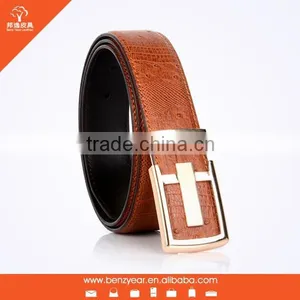 Gold Flat Belt Buckle Cheap Leather Belt For Men thumbnail-1
