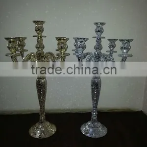 Wedding Crystal Candelabra on Sale,gold Crystal Candelabra,crystal Wedding Table Candelabras thumbnail-1