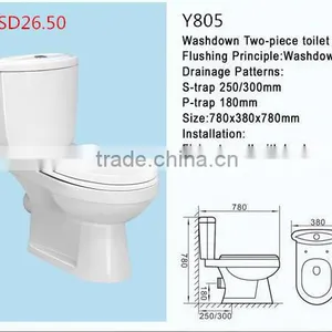 Bathroom wc Toilet Bowl Two Piece Toilets Ceramic Washdown Strap Ptrap Toilet With Basin Colorful Toilet Sri Lanka Market Y805 thumbnail-1