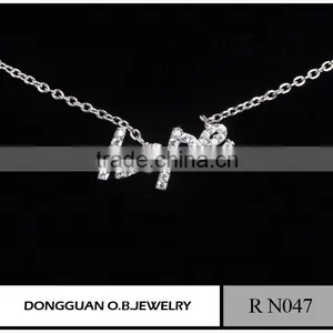 Cheapest Stainless Steel Pendant Anchor Necklace/Crystal Letter White Gold Necklace thumbnail-4