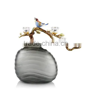 RORO Blossoming Story Enamel Home Decoration Pewter Craft Tall Crystal Candle Holder Household Decorative Craft thumbnail-1