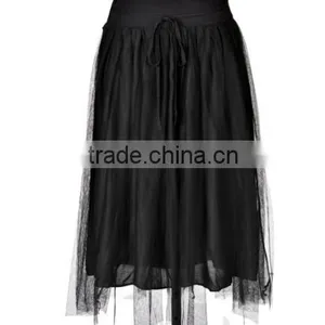 New Stylish Ladies Women Elegant High Waist Lace Mesh Pleated Long Skirt With Tie thumbnail-6