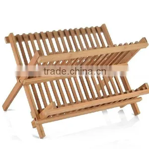 Bamboo Scissor Style Folding Dish Rack /Flatware Holder Set. thumbnail-2