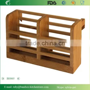 BH005/Hanger Bamboo Flatware Dish Rack Holder Accessory With Metal Utensil Clips thumbnail-6