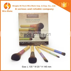 New Arrival 5pcs Notebook Shape Natural Colors Nylon Hair& Bamboo Handle Beauty Needs Makeup Brush Set thumbnail-1
