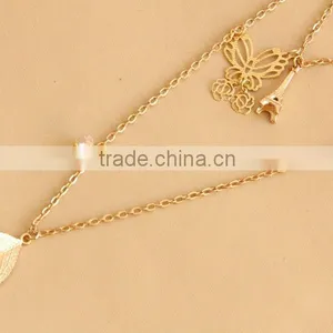MYLOVE Fashion Gold Plated Necklace Cute Butterfly Leaf Pendant Long Polo Chain Sweater Necklace HOT MLSC-17 thumbnail-4