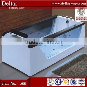 Two Side Blue Glass Bathtub, LED Air Jet the Bath Tub, Made in Foshan Bathtub for Adult thumbnail-1
