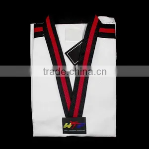 WTF Taekwondo Uniform Black+red Strips Taekwondo Suits thumbnail-1
