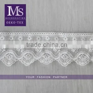 Good Price 9cm Natural Tulle Polyester Lace Fabric for Sale thumbnail-1