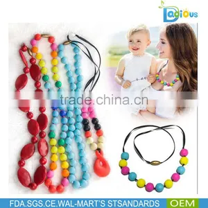 OEM Service BPA Free Food Grade Silicone Teething Toys Baby Teething Necklace Wholesale thumbnail-2